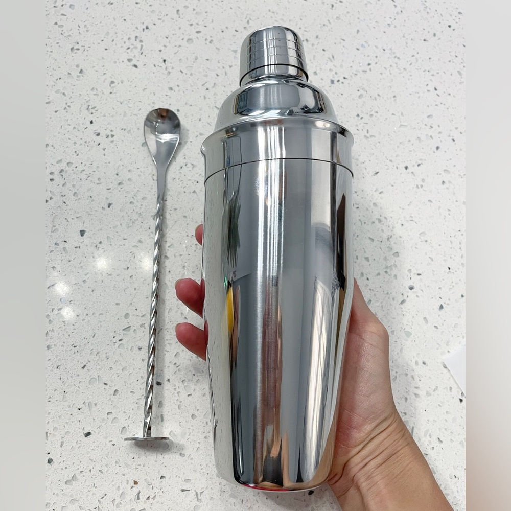 NEW Stainless Steel Cocktail Shaker Set 24oz Bar Kit w/ Spoon & Jigger